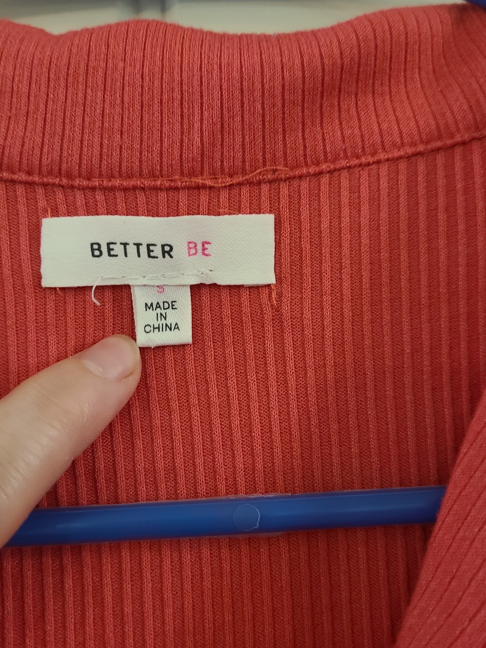 Better Be Coral Ribbed Ruched Collared Crop Tank Size S - Picture 2 of 3